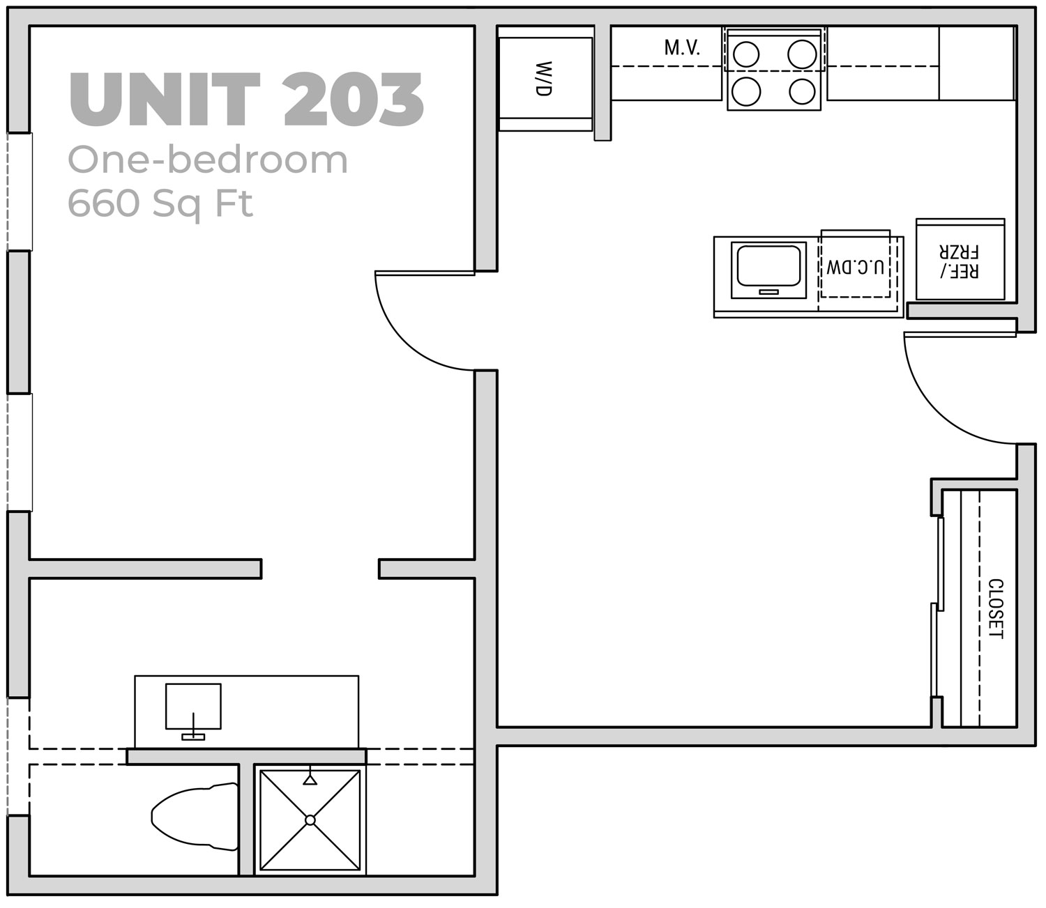Unit 203 660 Sq. Ft. The Nailling Luxury Apartments in Union City, TN